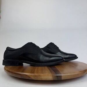 Mens Vance Co Vincent Black Faux Leather Plain Toe Casual Oxford Shoes Size 14 M